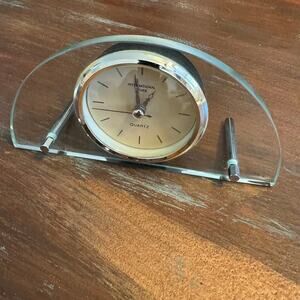 International Silver Desk Office Clock TESTED